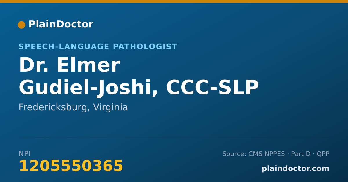 Shareable card for Elmer Gudiel-Joshi, CCC-SLP - Speech-Language Pathologist, Fredericksburg, VA