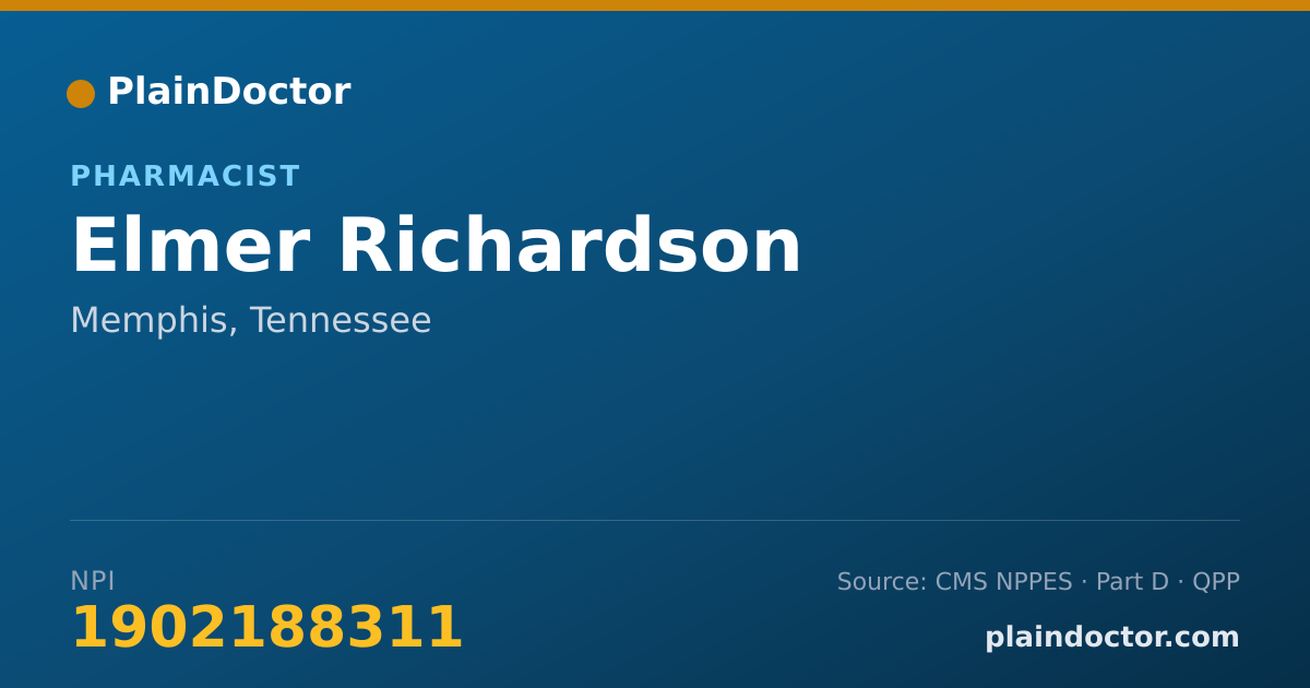 Shareable card for Elmer Richardson - Pharmacist, Memphis, TN