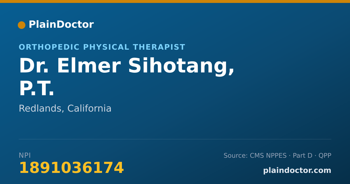 Shareable card for Elmer Sihotang, P.T. - Orthopedic Physical Therapist, Redlands, CA