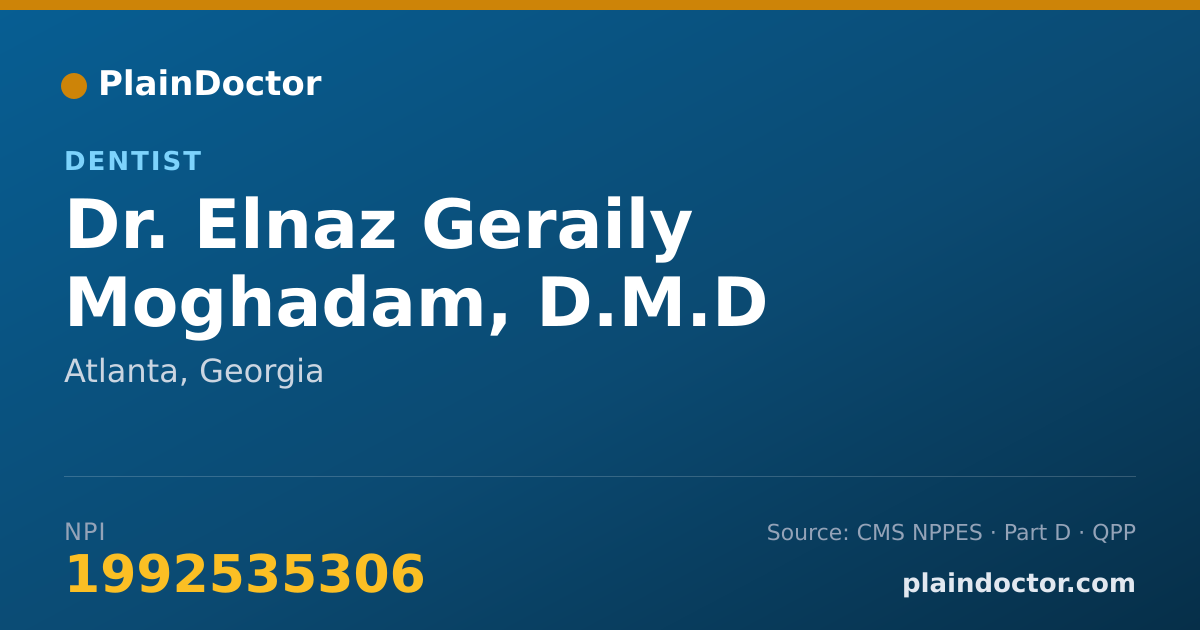 Shareable card for Elnaz Geraily Moghadam, D.M.D - Dentist, Atlanta, GA