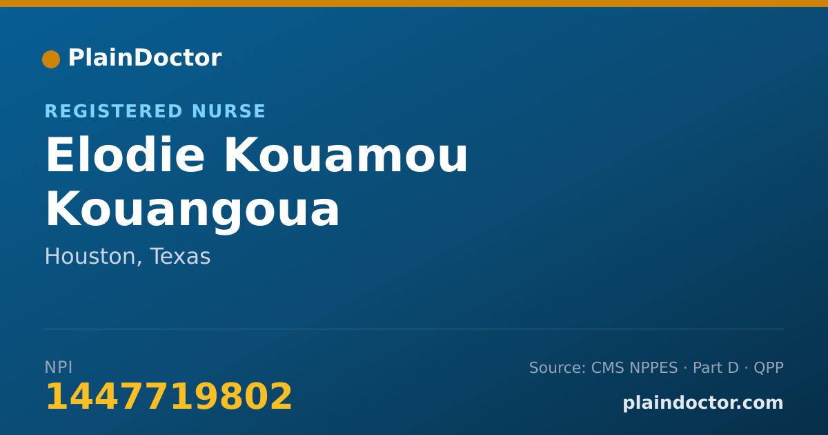 Shareable card for Elodie Kouamou Kouangoua - Registered Nurse, Houston, TX