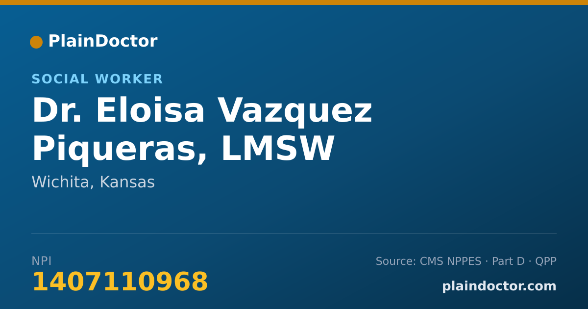 Shareable card for Eloisa Vazquez Piqueras, LMSW - Social Worker, Wichita, KS