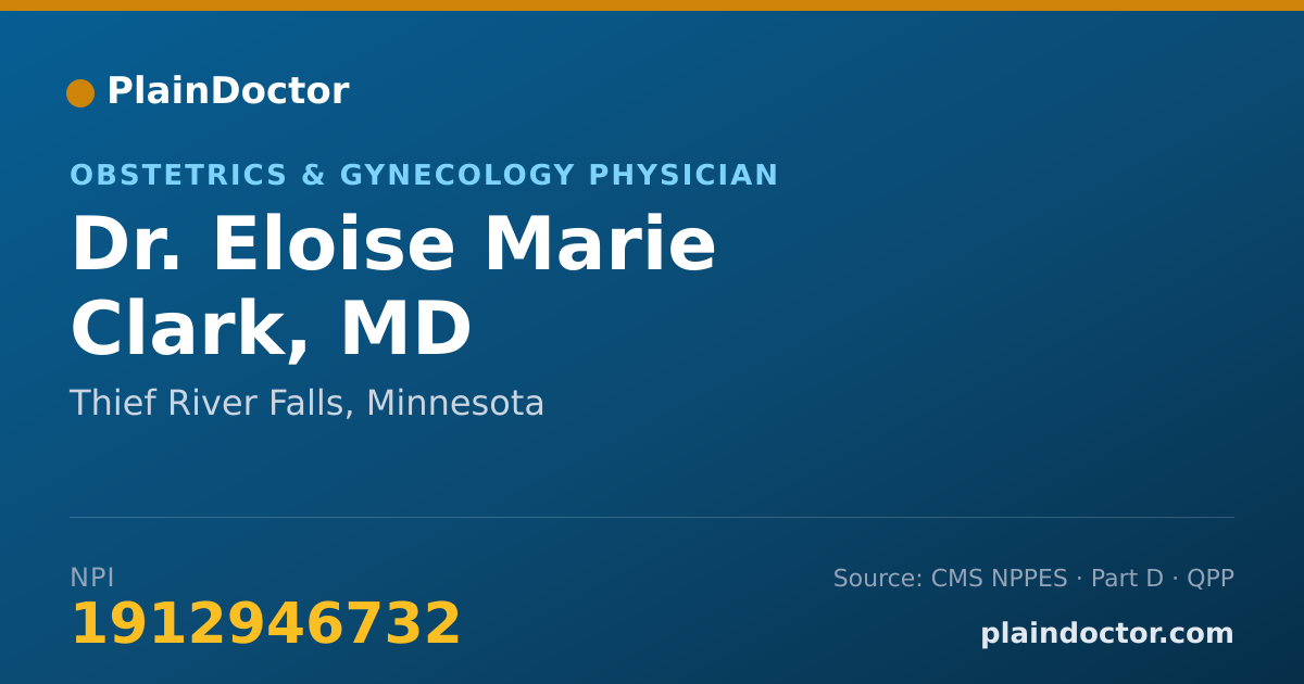 Shareable card for Eloise Marie Clark, MD - Obstetrics & Gynecology Physician, Thief River Falls, MN