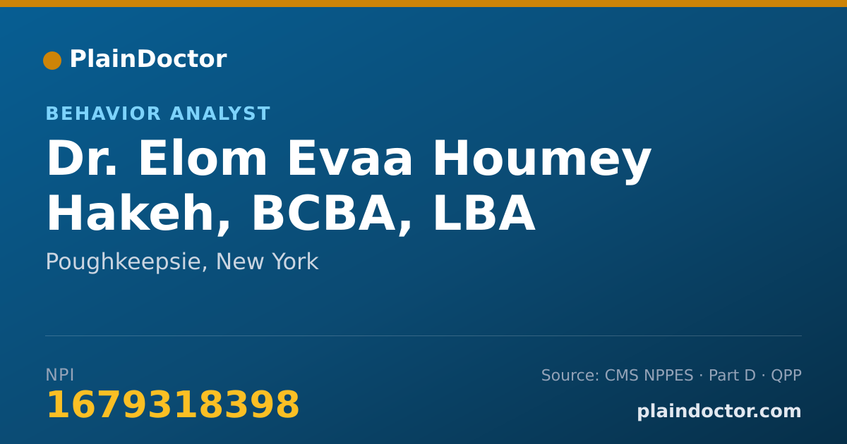Shareable card for Elom Evaa Houmey Hakeh, BCBA, LBA - Behavior Analyst, Poughkeepsie, NY