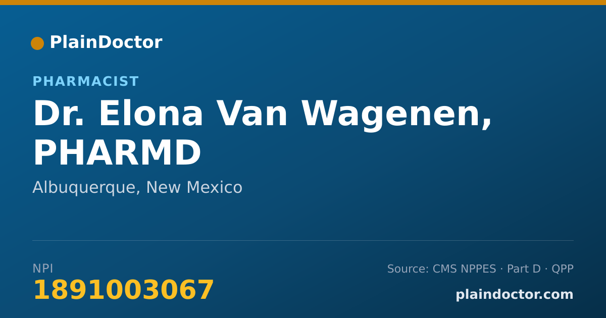 Shareable card for Elona Van Wagenen, PHARMD - Pharmacist, Albuquerque, NM