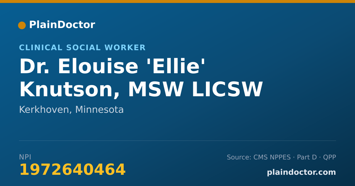 Shareable card for Elouise 'Ellie' Knutson, MSW LICSW - Clinical Social Worker, Kerkhoven, MN