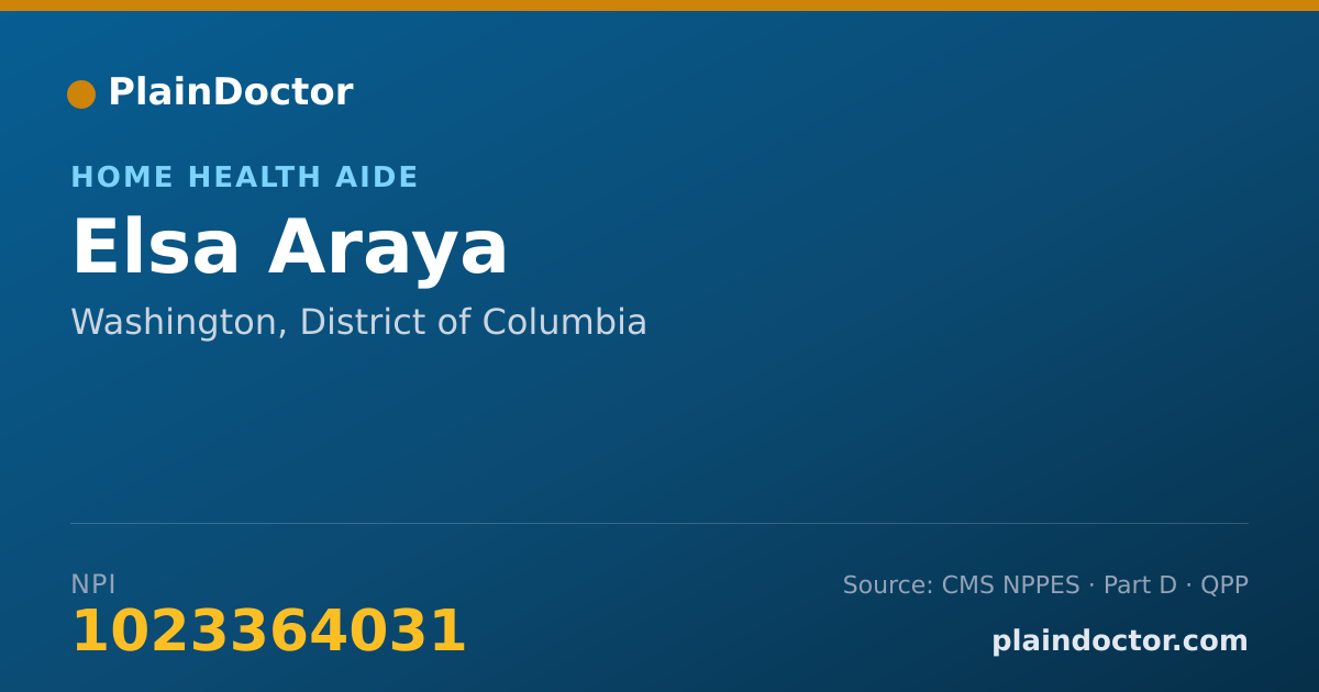 Shareable card for Elsa Araya - Home Health Aide, Washington, DC