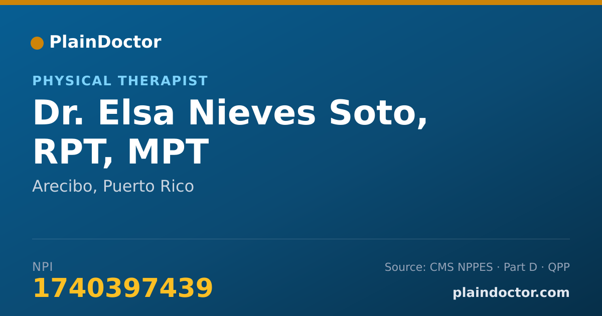 Shareable card for Elsa Nieves Soto, RPT, MPT - Physical Therapist, Arecibo, PR