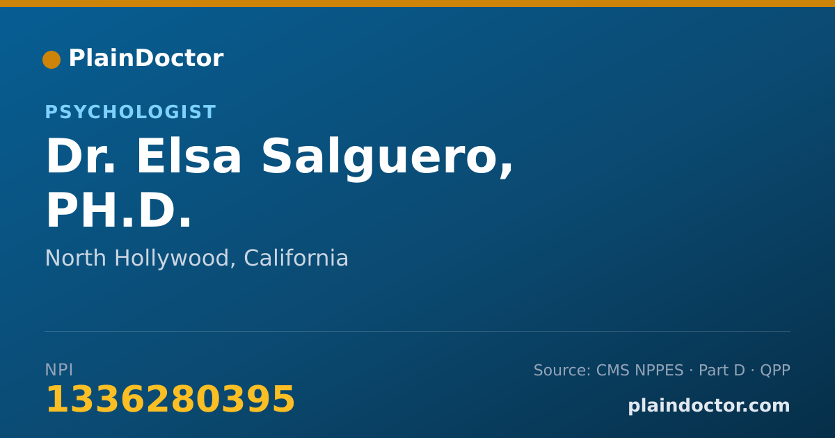 Shareable card for Elsa Salguero, PH.D. - Psychologist, North Hollywood, CA