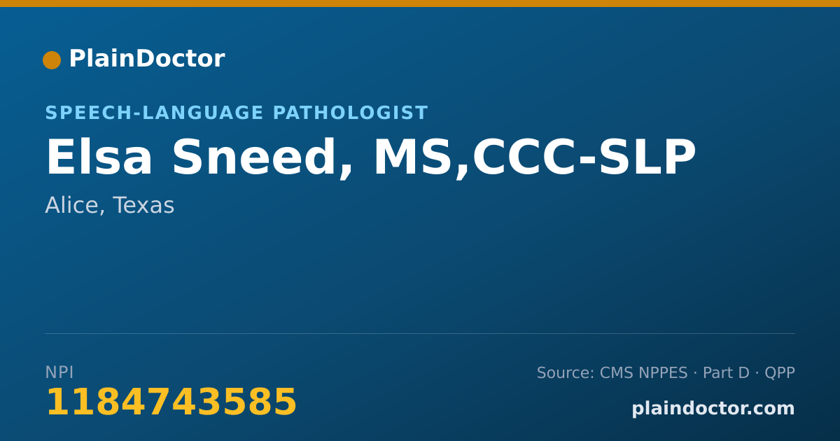 Shareable card for Elsa Sneed, MS,CCC-SLP - Speech-Language Pathologist, Alice, TX