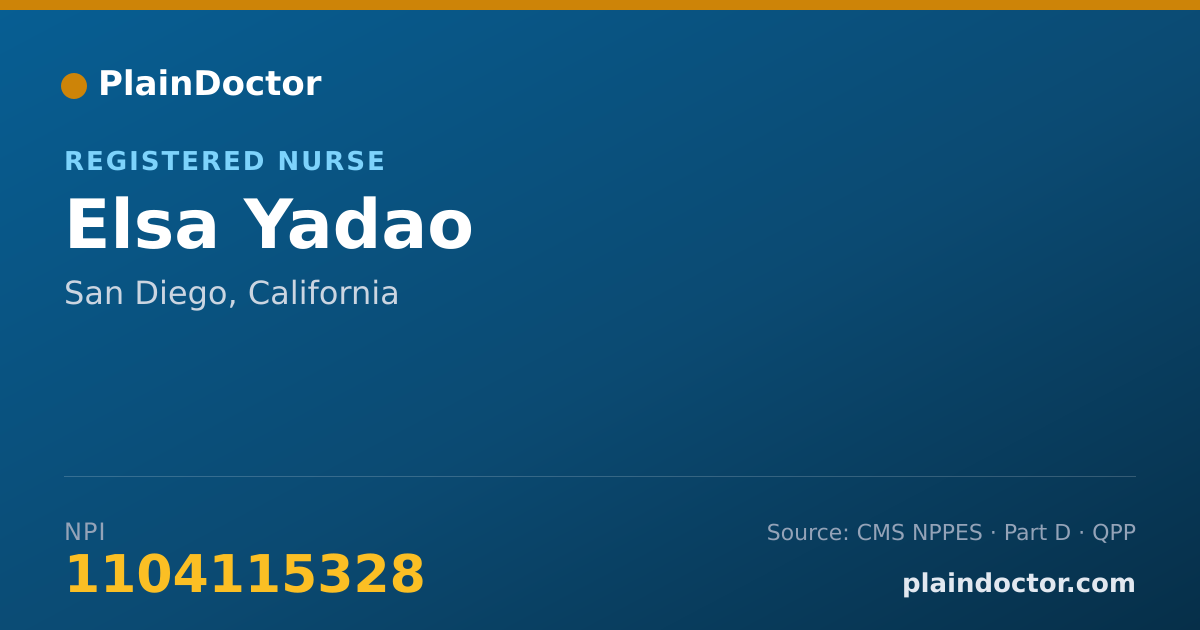 Shareable card for Elsa Yadao - Registered Nurse, San Diego, CA