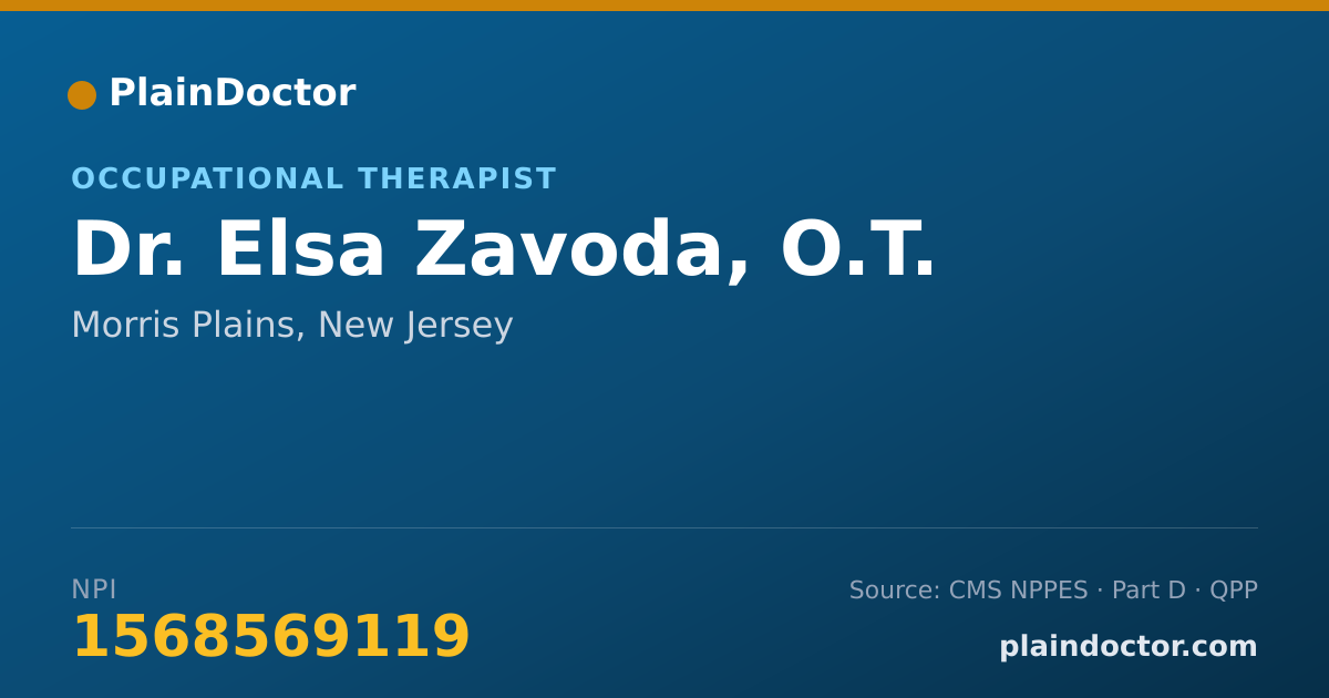 Shareable card for Elsa Zavoda, O.T. - Occupational Therapist, Morris Plains, NJ