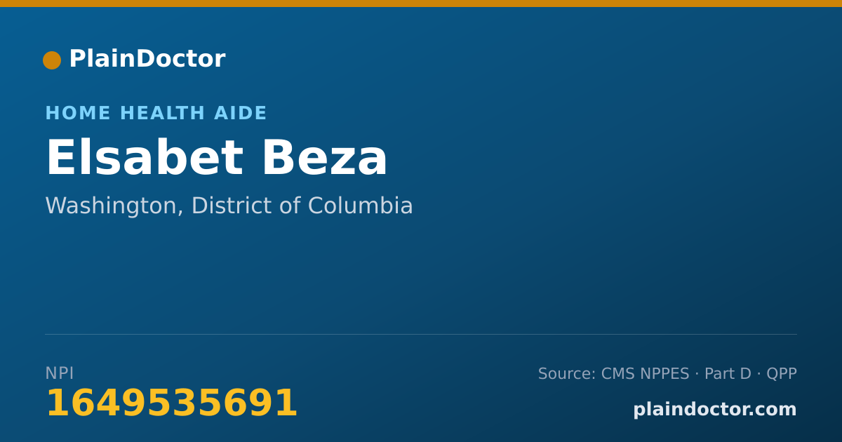Shareable card for Elsabet Beza - Home Health Aide, Washington, DC