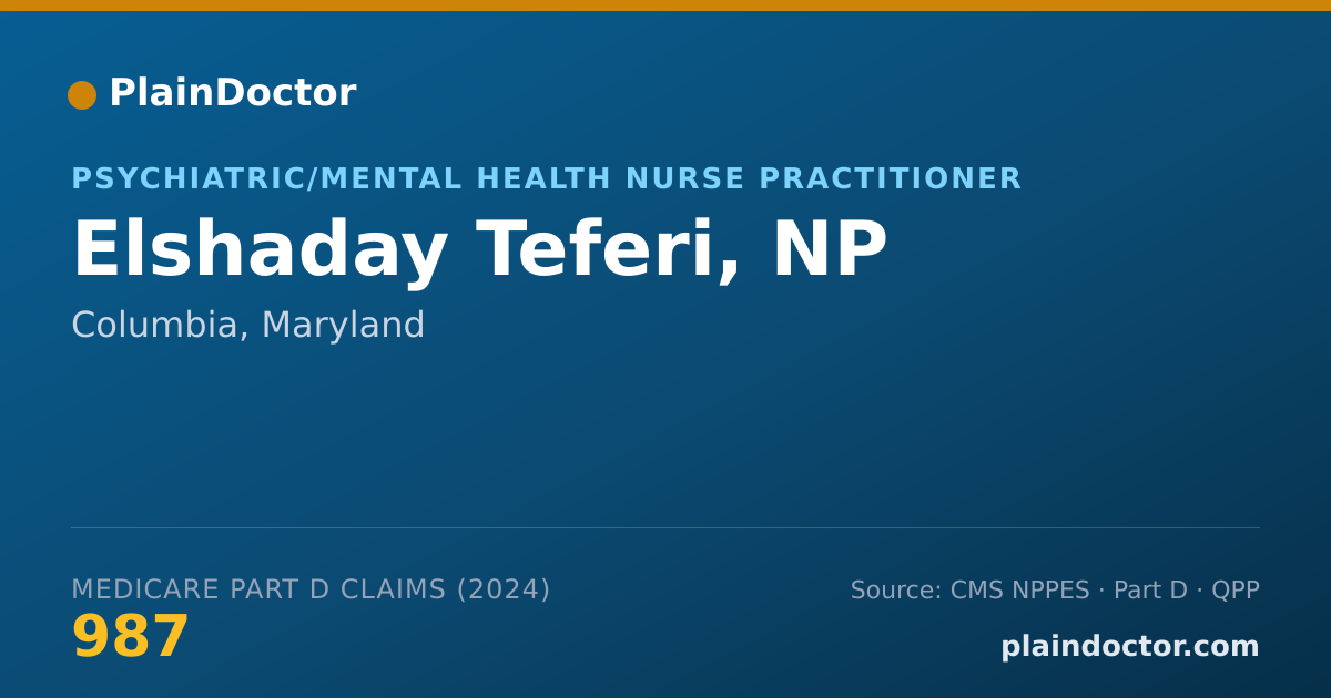 Shareable card for Elshaday Teferi, NP - Psychiatric/Mental Health Nurse Practitioner, Columbia, MD