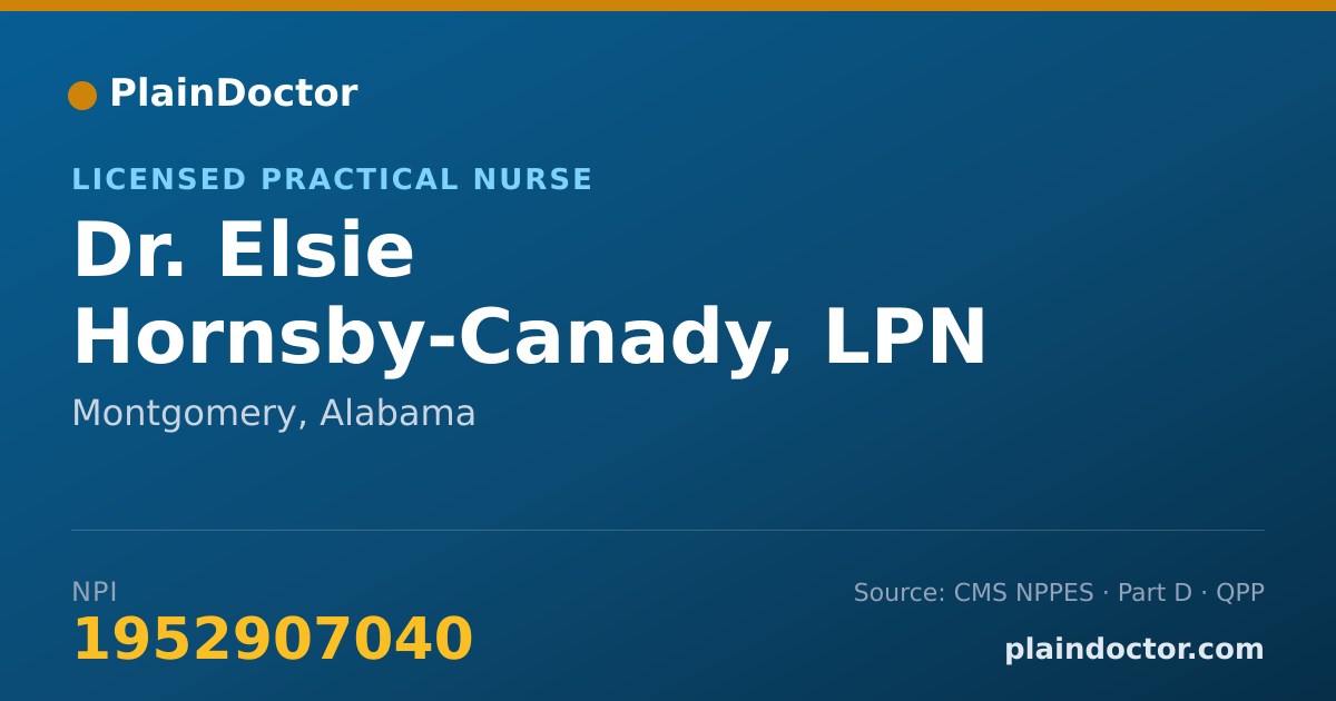 Shareable card for Elsie Hornsby-Canady, LPN - Licensed Practical Nurse, Montgomery, AL