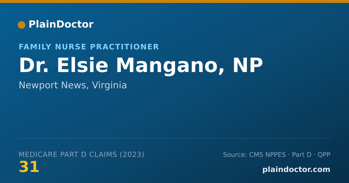 Shareable card for Elsie Mangano, NP - Family Nurse Practitioner, Newport News, VA