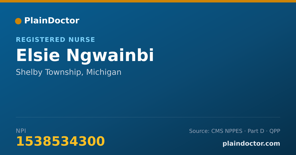 Shareable card for Elsie Ngwainbi - Registered Nurse, Shelby Township, MI