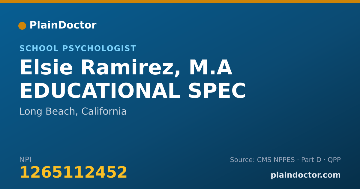 Shareable card for Elsie Ramirez, M.A EDUCATIONAL SPEC - School Psychologist, Long Beach, CA