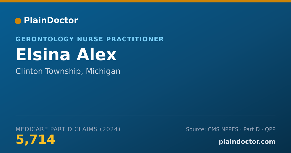 Shareable card for Elsina Alex - Primary Care Nurse Practitioner, Clinton Township, MI