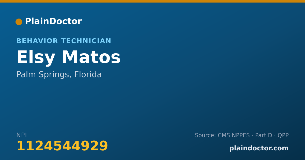 Shareable card for Elsy Matos - Behavior Technician, Palm Springs, FL
