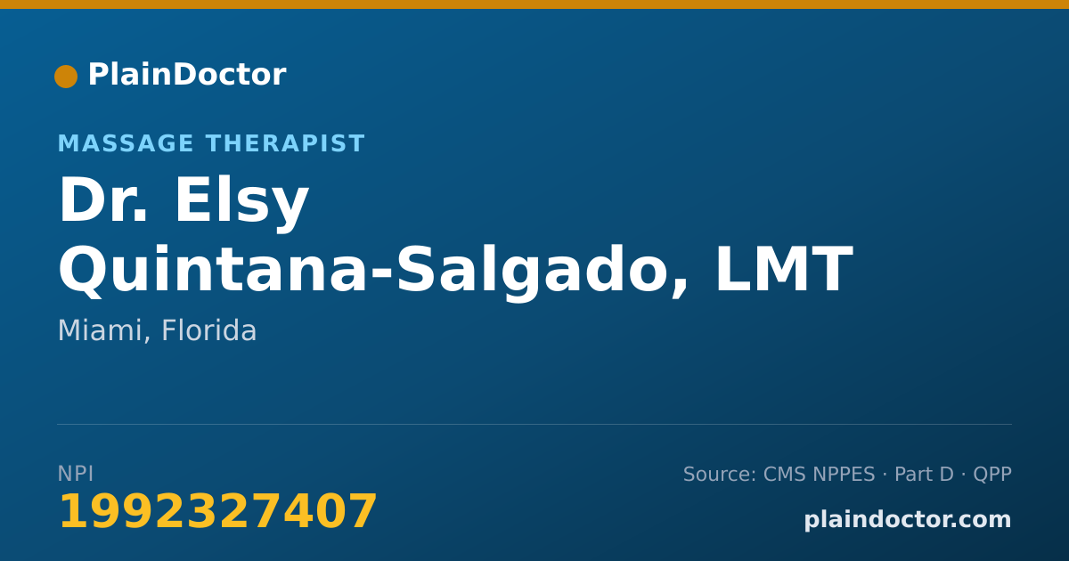 Shareable card for Elsy Quintana-Salgado, LMT - Massage Therapist, Miami, FL