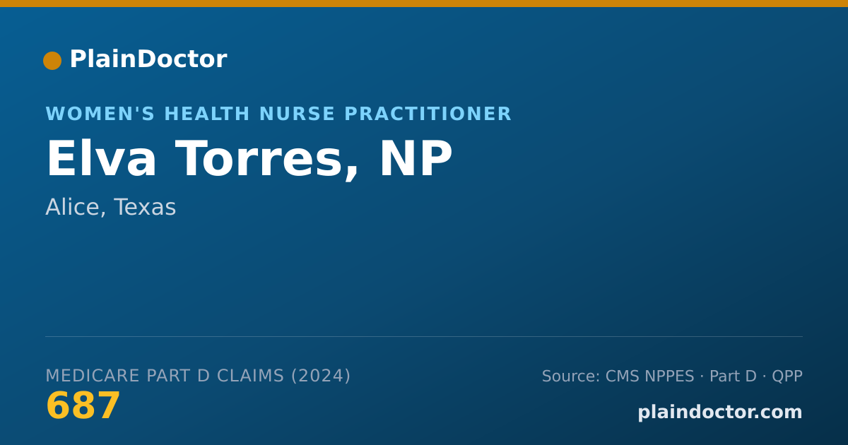 Shareable card for Elva Torres, NP - Women's Health Nurse Practitioner, Alice, TX