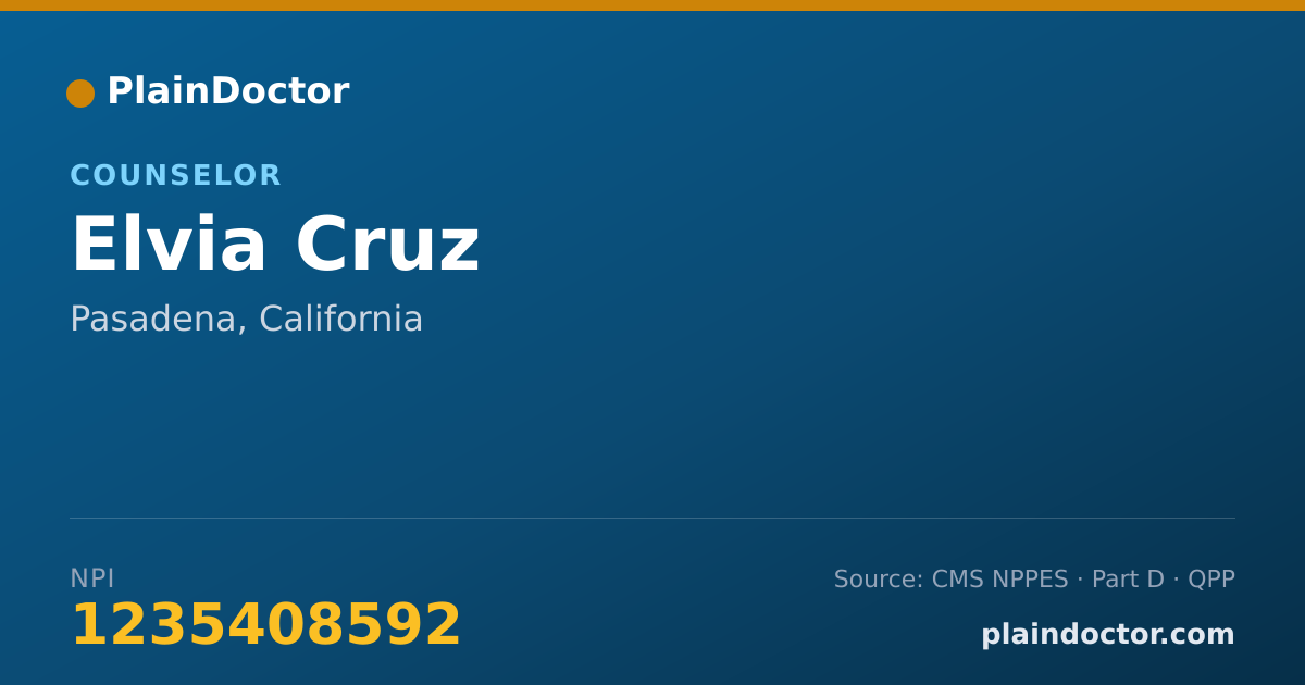 Shareable card for Elvia Cruz - Counselor, Pasadena, CA