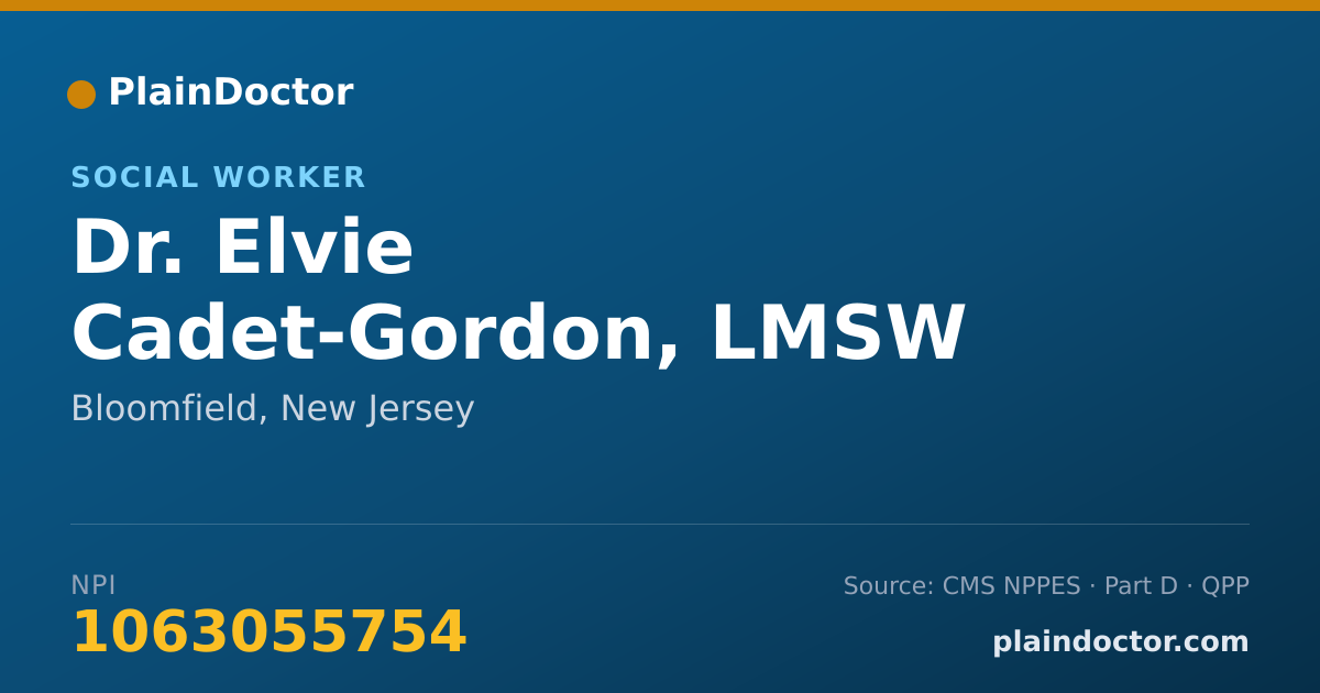Shareable card for Elvie Cadet-Gordon, LMSW - Social Worker, Bloomfield, NJ