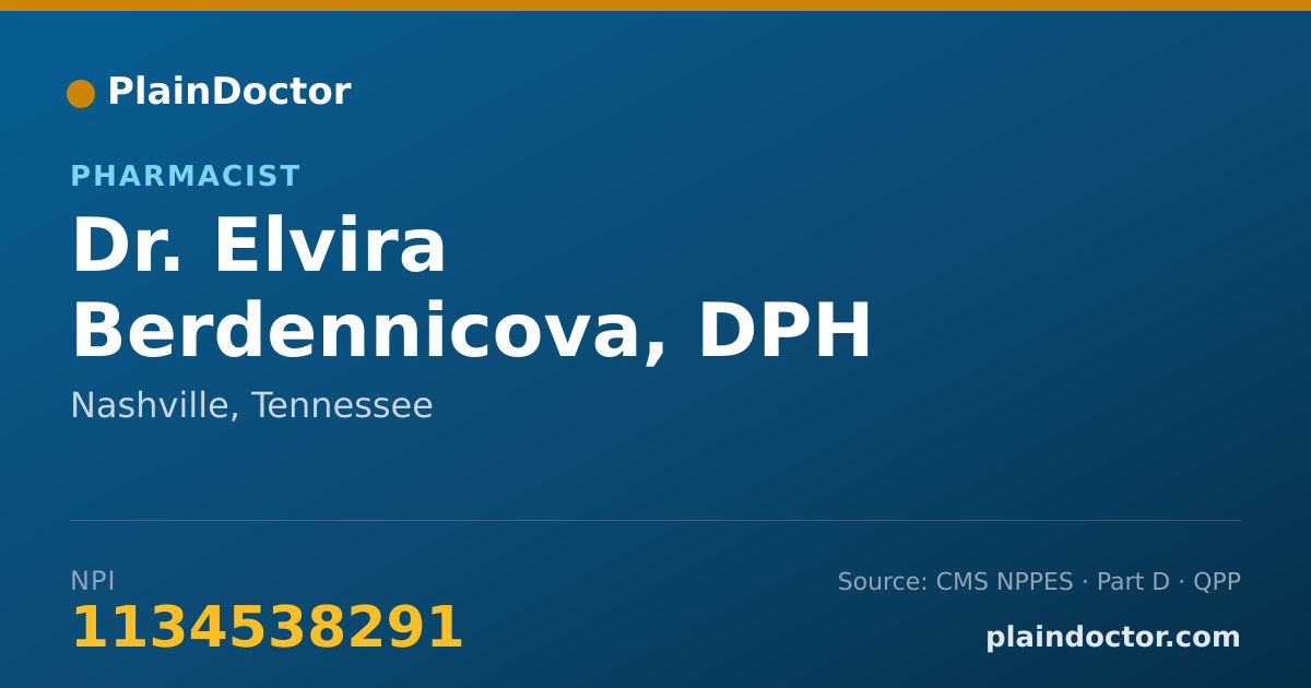 Shareable card for Elvira Berdennicova, DPH - Pharmacist, Nashville, TN