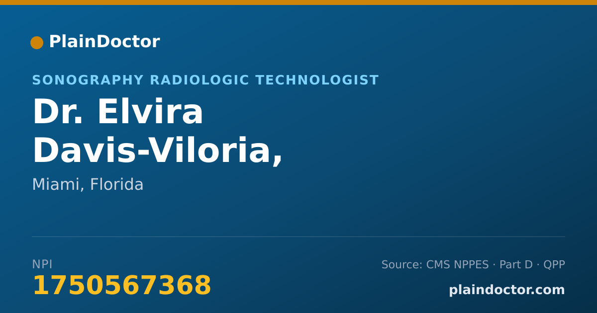 Shareable card for Elvira Davis-Viloria, ARDMS,RVT,RDCS - Sonography Radiologic Technologist, Miami, FL