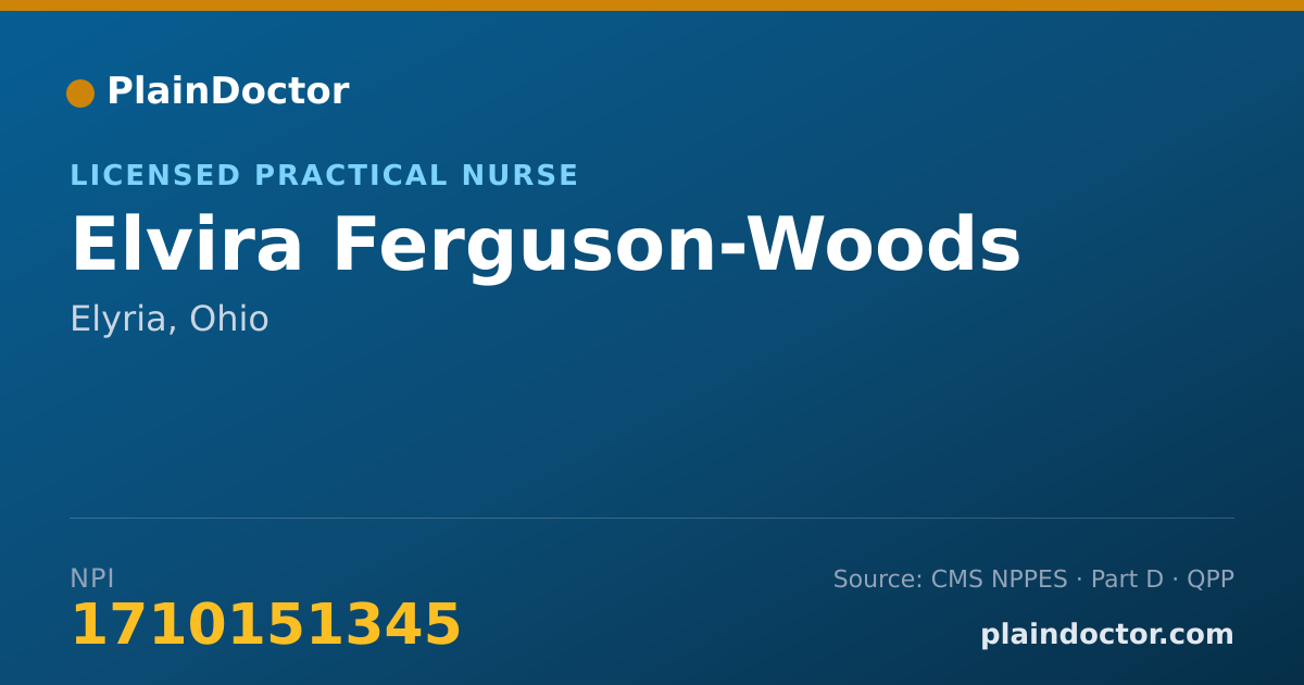 Shareable card for Elvira Ferguson-Woods - Licensed Practical Nurse, Elyria, OH