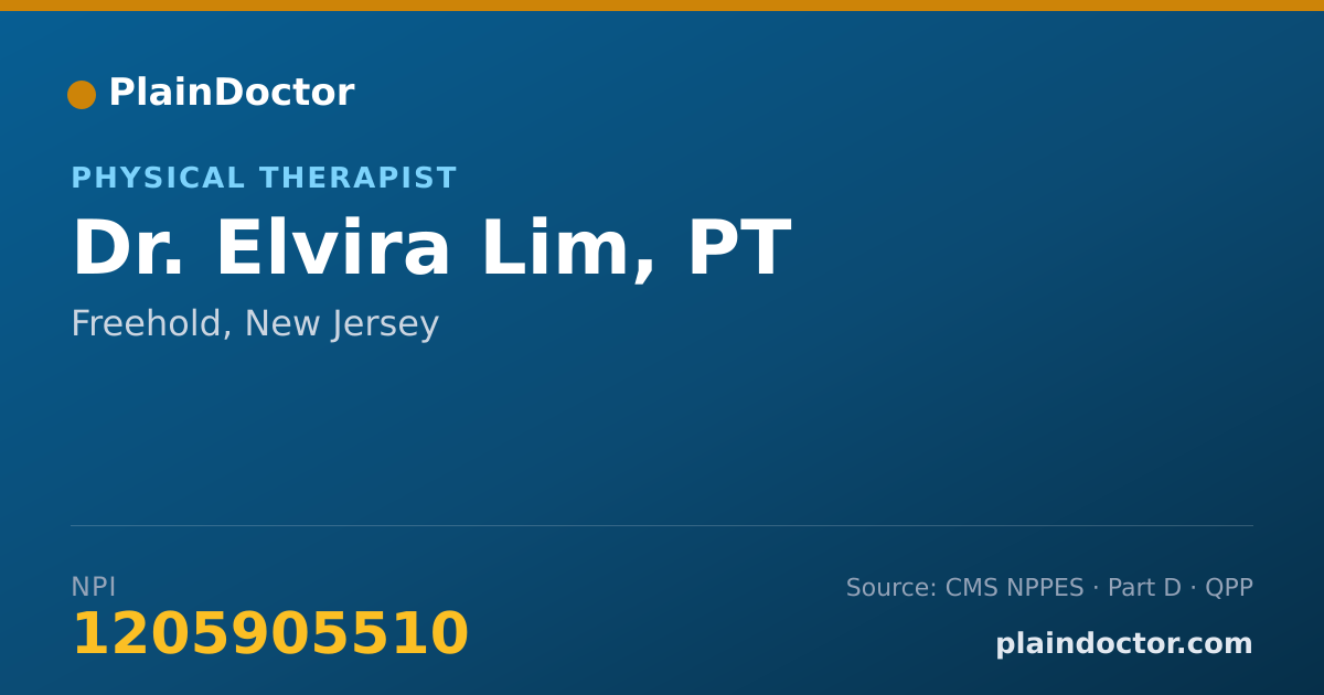 Shareable card for Elvira Lim, PT - Physical Therapist, Freehold, NJ