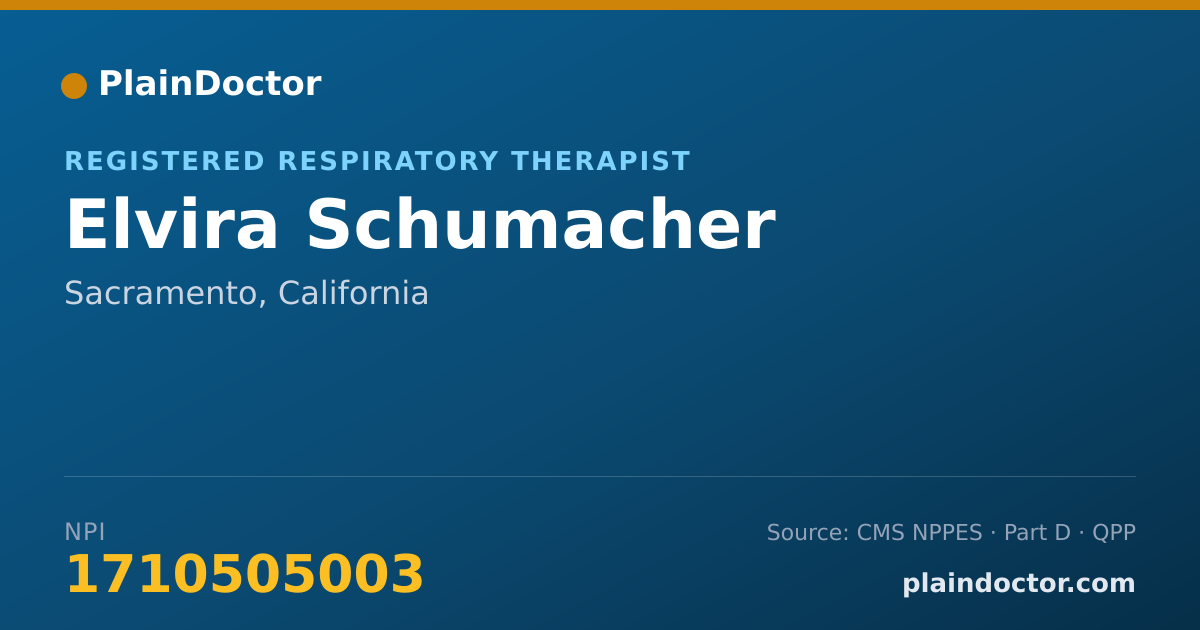 Shareable card for Elvira Schumacher - Registered Respiratory Therapist, Sacramento, CA