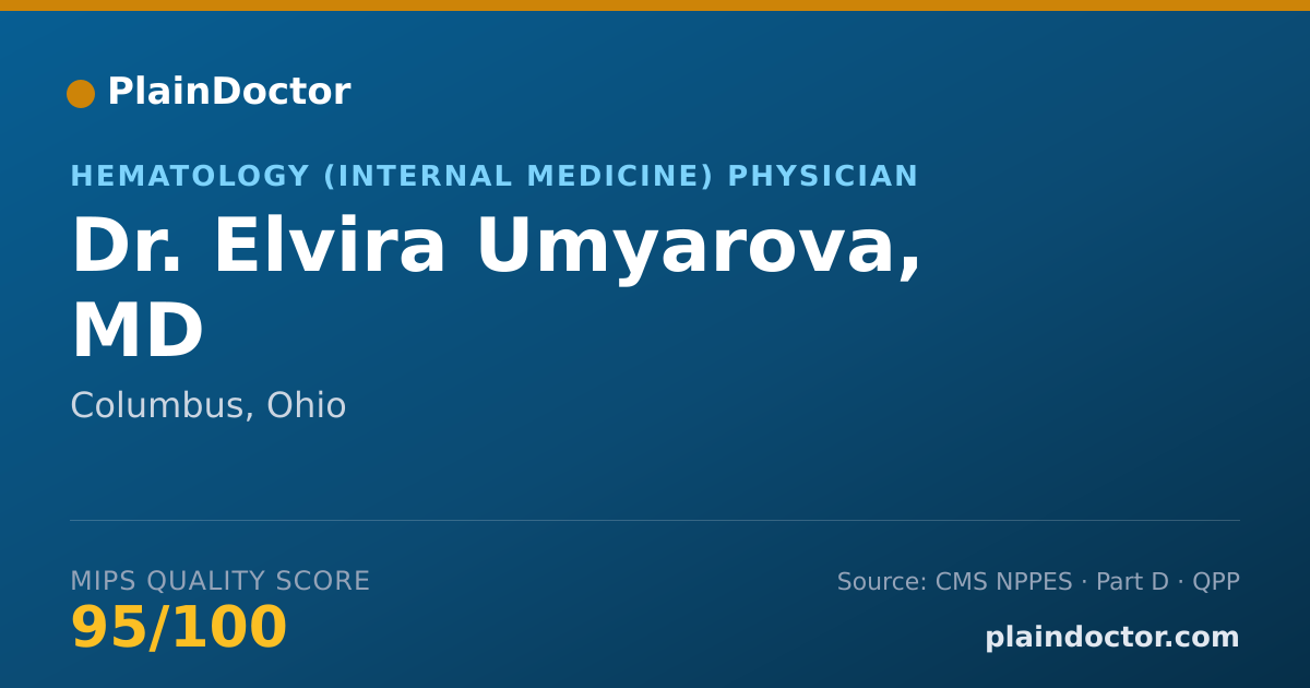 Shareable card for Elvira Umyarova, MD - Hematology (Internal Medicine) Physician, Columbus, OH