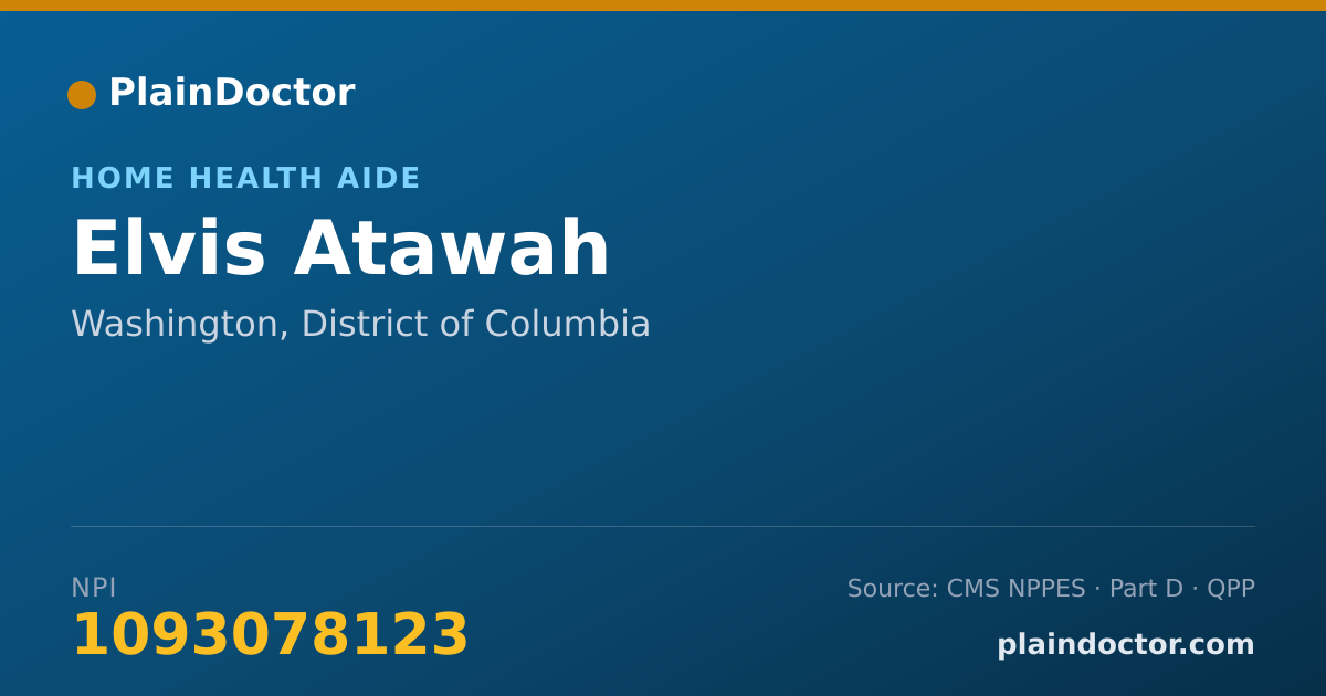 Shareable card for Elvis Atawah - Home Health Aide, Washington, DC