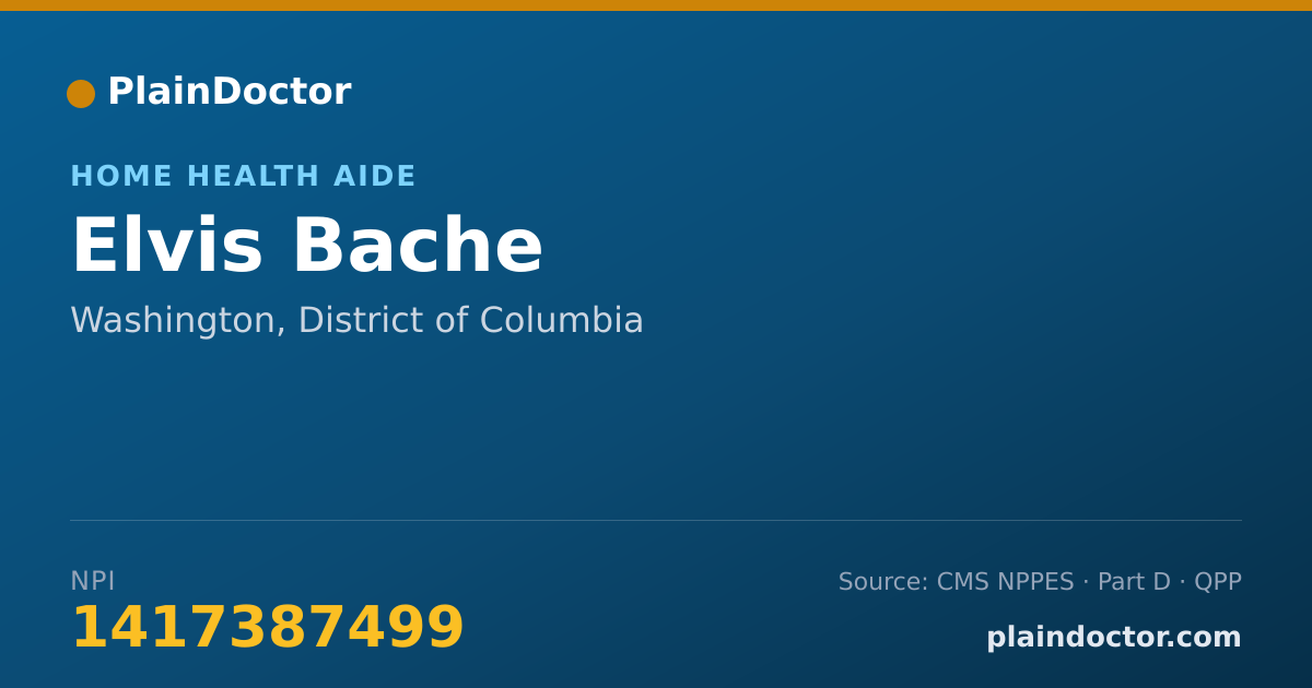 Shareable card for Elvis Bache - Home Health Aide, Washington, DC