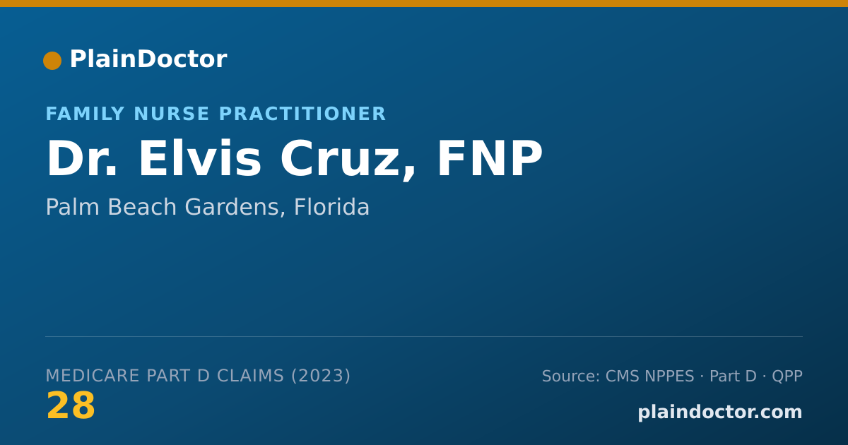 Shareable card for Elvis Cruz, FNP - Family Nurse Practitioner, Palm Beach Gardens, FL