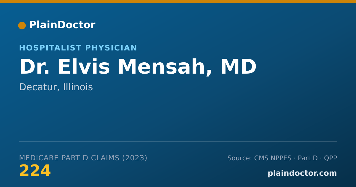 Shareable card for Elvis Mensah, MD - Hospitalist Physician, Decatur, IL