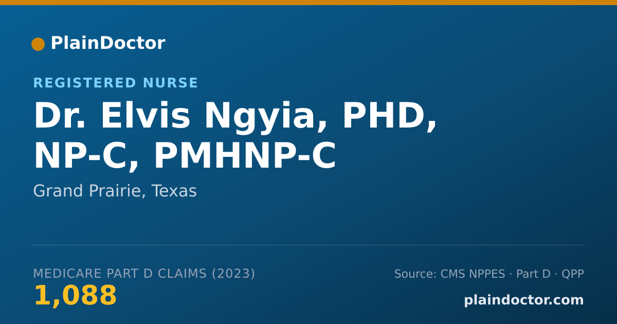 Shareable card for Elvis Ngyia, PHD, NP-C, PMHNP-C - Registered Nurse, Grand Prairie, TX
