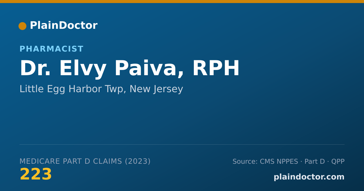 Shareable card for Elvy Paiva, RPH - Pharmacist, Little Egg Harbor Twp, NJ