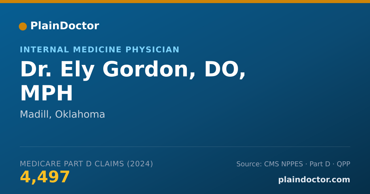 Shareable card for Ely Gordon, DO, MPH - Internal Medicine Physician, Madill, OK