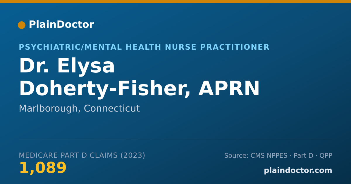 Shareable card for Elysa Doherty-Fisher, APRN - Psychiatric/Mental Health Nurse Practitioner, Marlborough, CT