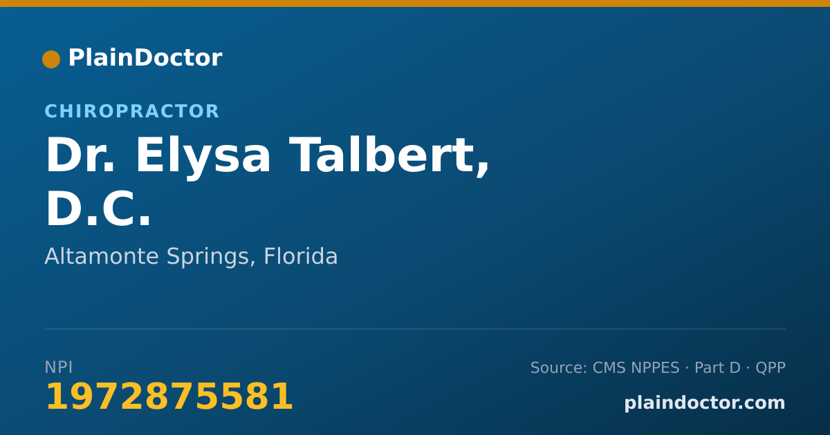 Shareable card for Elysa Talbert, D.C. - Chiropractor, Altamonte Springs, FL