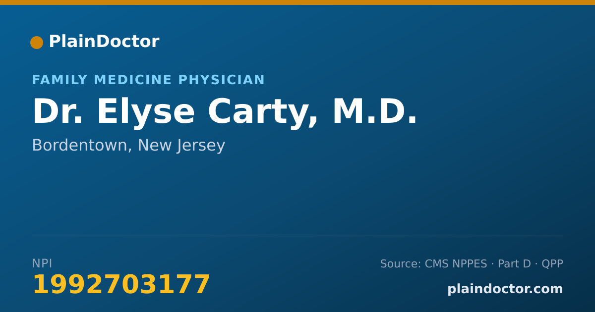 Shareable card for Elyse Carty, M.D. - Family Medicine Physician, Bordentown, NJ