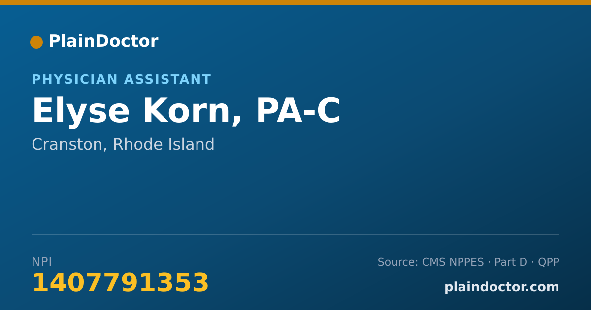 Shareable card for Elyse Korn, PA-C - Physician Assistant, Cranston, RI