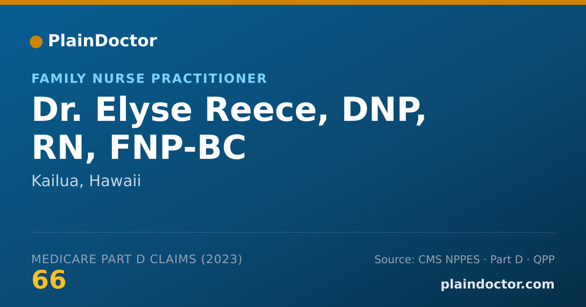 Shareable card for Elyse Reece, DNP, RN, FNP-BC - Family Nurse Practitioner, Kailua, HI