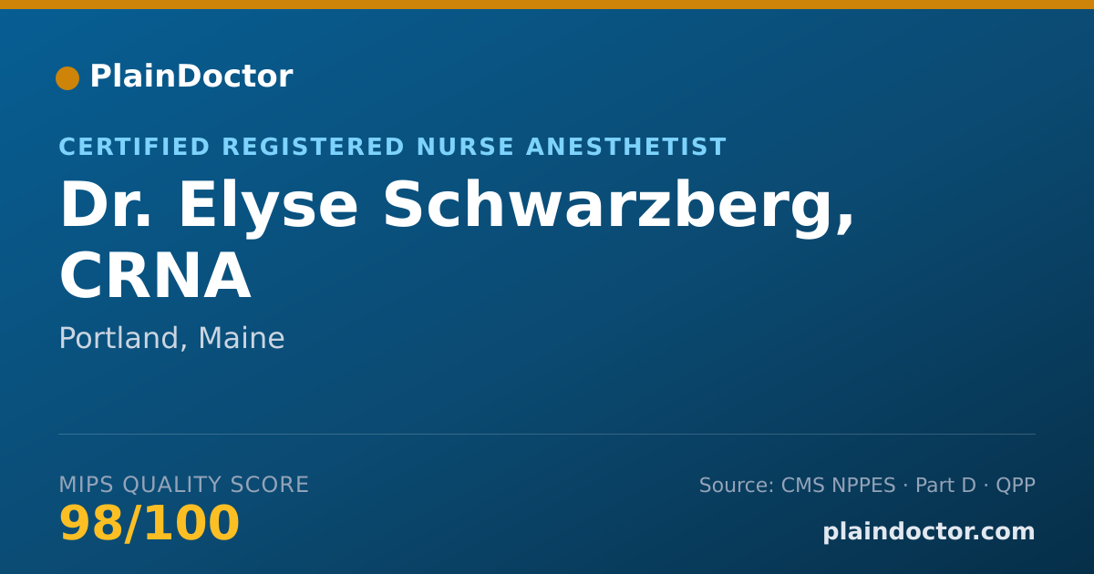 Shareable card for Elyse Schwarzberg, CRNA - Certified Registered Nurse Anesthetist, Portland, ME