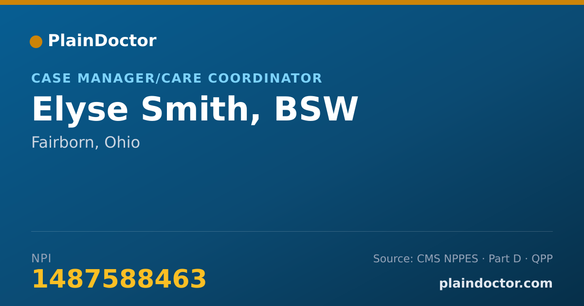 Shareable card for Elyse Smith, BSW - Case Manager/Care Coordinator, Fairborn, OH