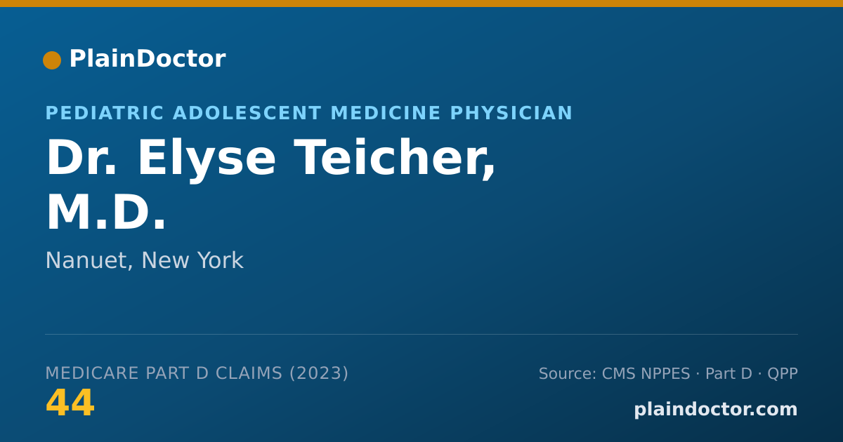 Shareable card for Elyse Teicher, M.D. - Pediatric Adolescent Medicine Physician, Nanuet, NY
