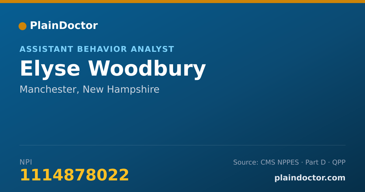 Shareable card for Elyse Woodbury - Assistant Behavior Analyst, Manchester, NH